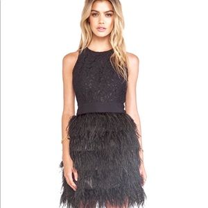 NWT Milly Blair Feather Dress Black SZ 4 SM
